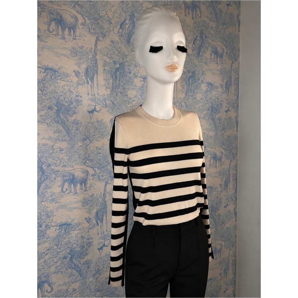 Rag & Bone Cream and Black Striped Long-Sleeve Tee - Picture 2 of 5